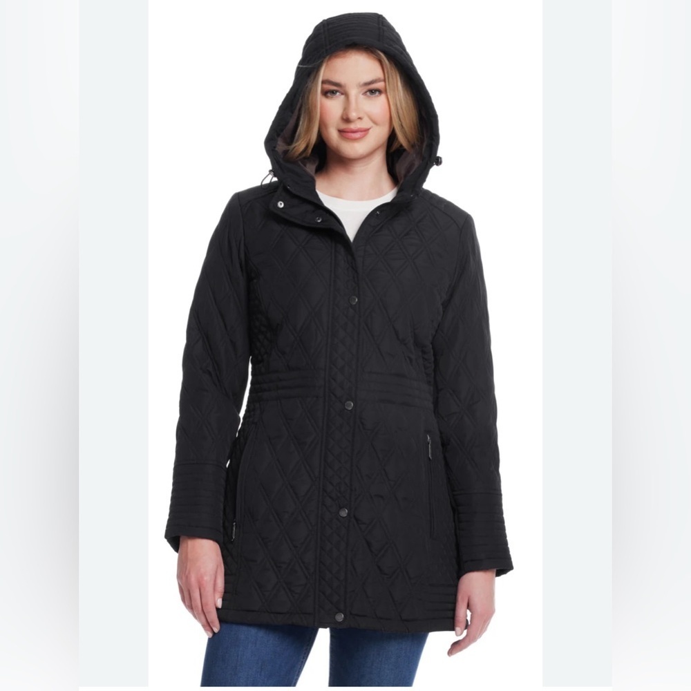 Weatherproof Women's Black Quilted Hooded Puffer Jacket